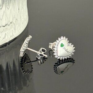 Love Ireland Earrings Heart bling S925 Sterling Silver Handmade Ear Stud